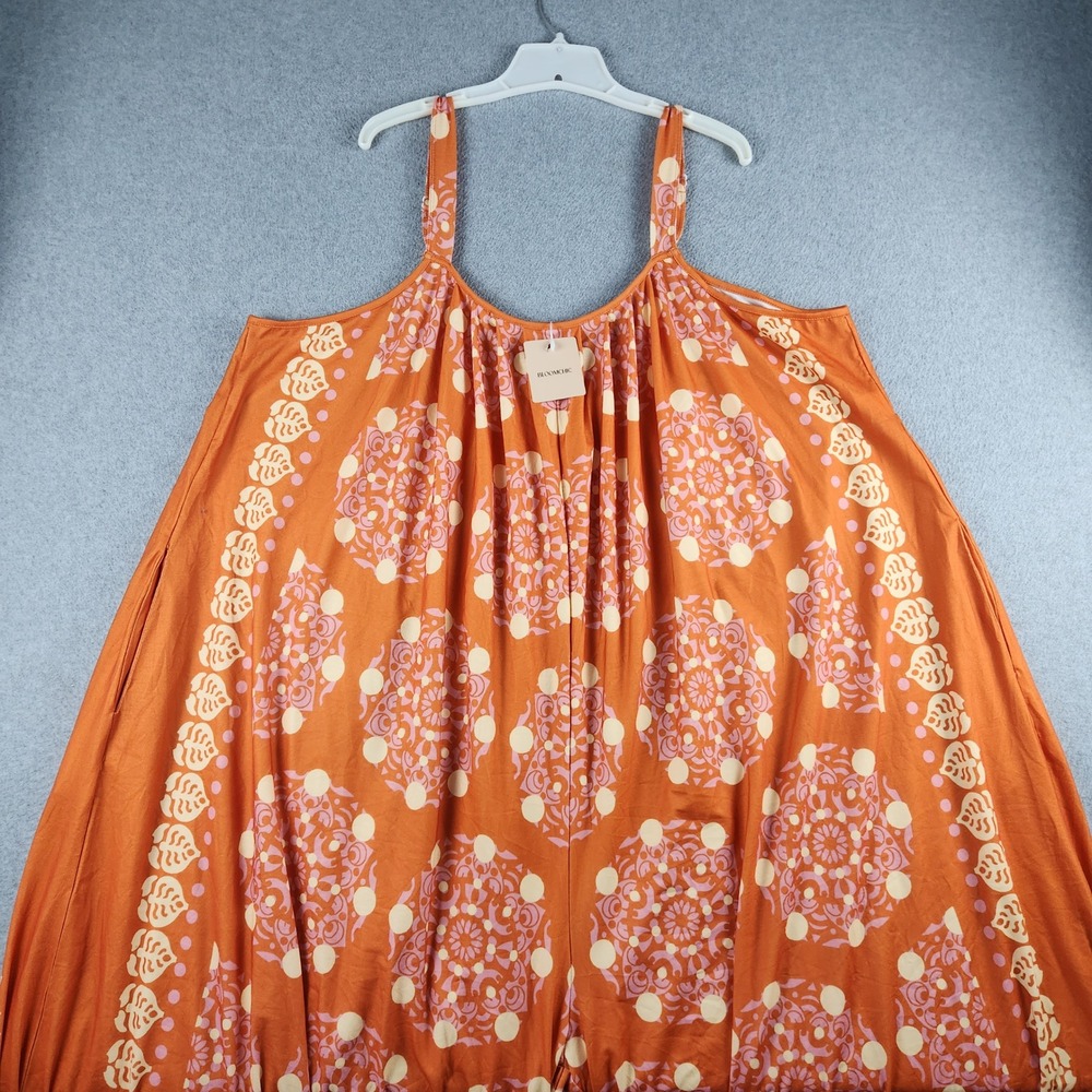 BloomChic Jumpsuit Womens 26 Orange Mandala Print Festival Bohemian Wide Leg